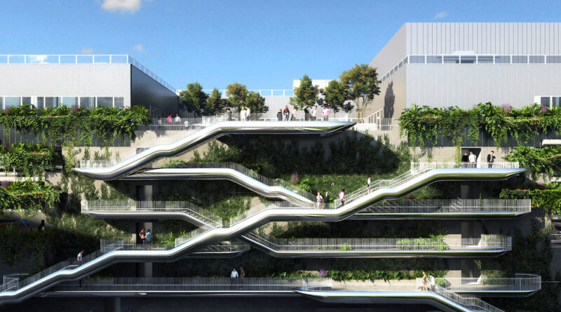 The transport hub will be located on the western edge of the new district (MAD Architects)