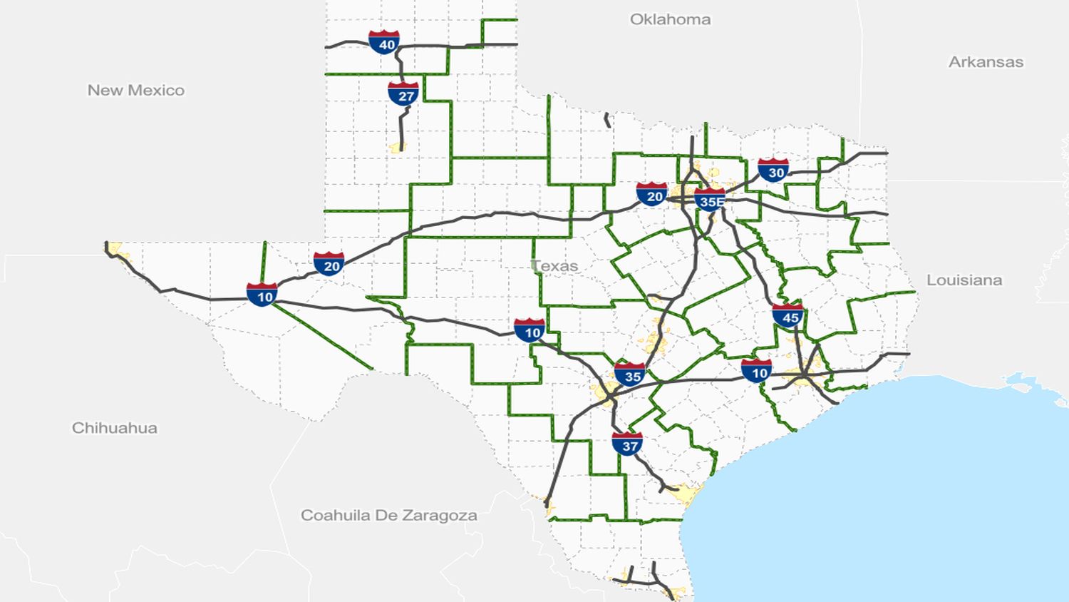 TxDOT’s map of the state’s main roads
