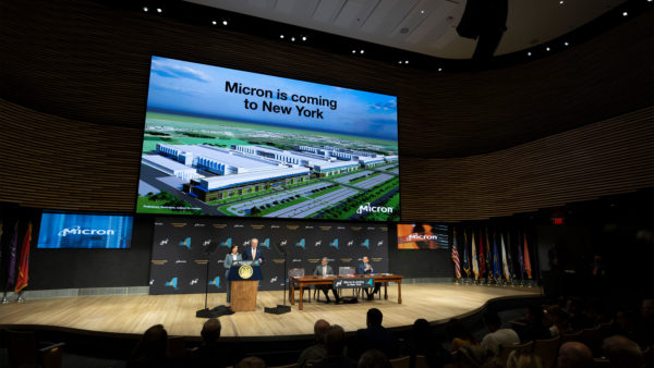 Micron executives announcing the investment on 4 October (Micron)
