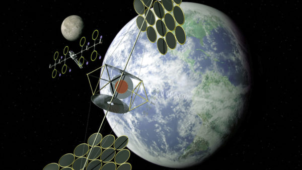 The agency believes space solar power could provide baseload power to European grids the way nuclear, hydro, and coal plants do now. Pictured is a solar power satellite concept developed by Nasa in 2011 (Nasa/Public domain)