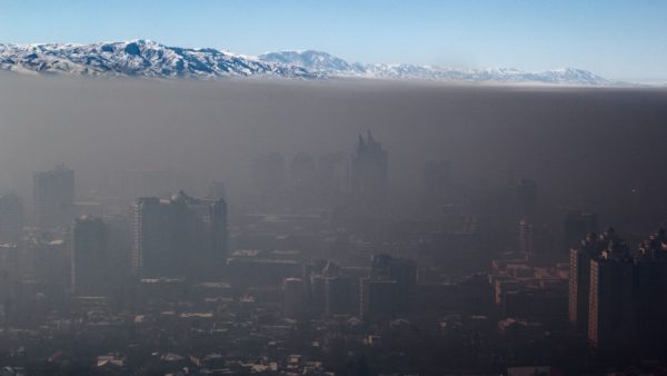 Smog over Almaty in Kazakhstan gets trapped over the city by an atmospheric mechanism known as thermal inversion (Igors Jefimovs/CC BY 3.0)