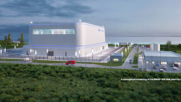 GE Hitachi’s conceptual render of the BWXR-300 small modular reactor to be built at the Darlington nuclear plant site in Ontario, Canada (Courtesy of Ontario Power Generation)