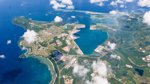 An aerial view of US Naval Base in Guam (Public Domain)