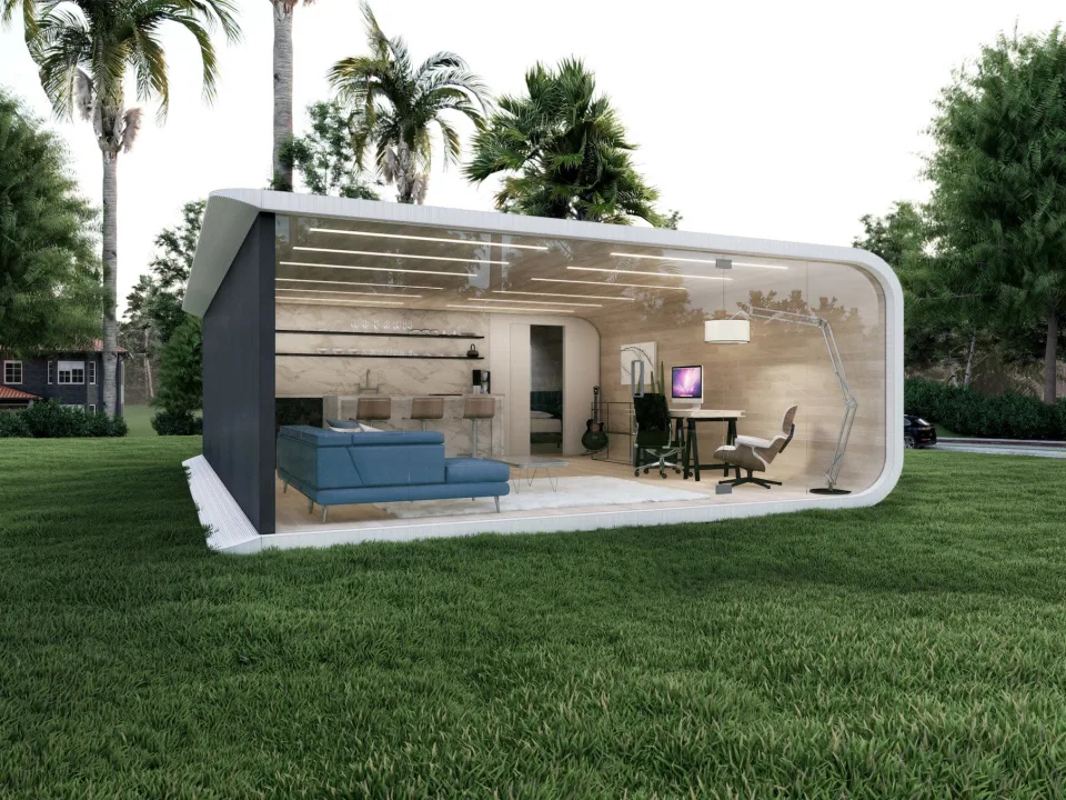 
               Una de las modernas unidades de vivienda accesoria de Azure (Azure Printed Homes)
              