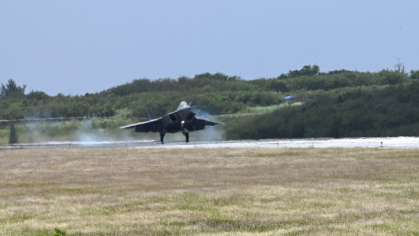 An F-22 Raptor at Tinian International Airport (Public Domain)