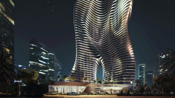 The swirly form of the Bugatti Residences is intended to evoke the French Riviera (Bugatti)