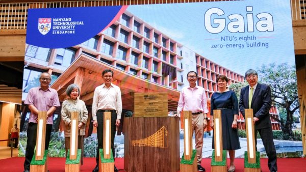 An opening ceremony for Gaia was held last week. Toyo Ito is on the right (Nanyang Technical University)