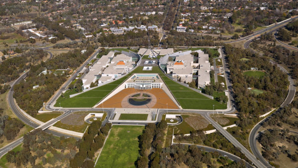 Aerial view of Parliament House in Canberra, Australia (CSIRO/CC BY 3.0)