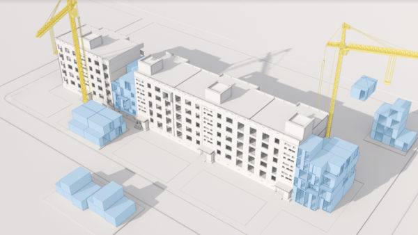 The first episode leads with a Canadian architect whose team created a modular, precast concrete system for repairing Ukrainian apartment blocks damaged or destroyed by Russian missiles (Courtesy of MZWH Architects)