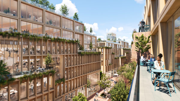 Stockholm Wood City will have 2,000 homes, 7,000 office spaces, shops and restaurants (Atrium Ljungberg/Henning Larsen)