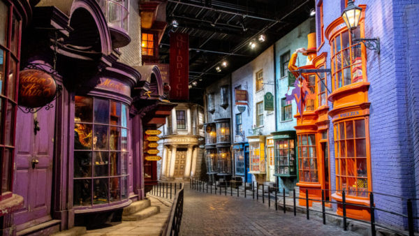 Diagon Alley, the shopping street where apprentice sorcerers buy their magical paraphernalia (Warner Bros)