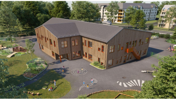 A rendering of the kindergarten, courtesy of Fossil-Free Sweden