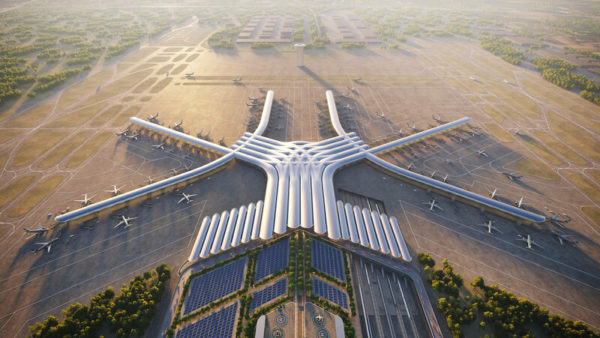 CPK aims to integrate air, road, and rail transport in Poland with a new airport and 2,000km of new high-speed rail (Foster + Partners/Courtesy of Centralny Port Komunikacyjny)