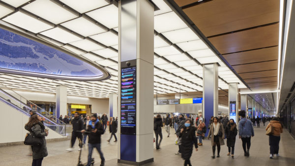 The 27-month design-build project delivered a widened corridor, raised ceiling heights, upgraded lighting and wayfinding (Lucas Blair Simpson © SOM)