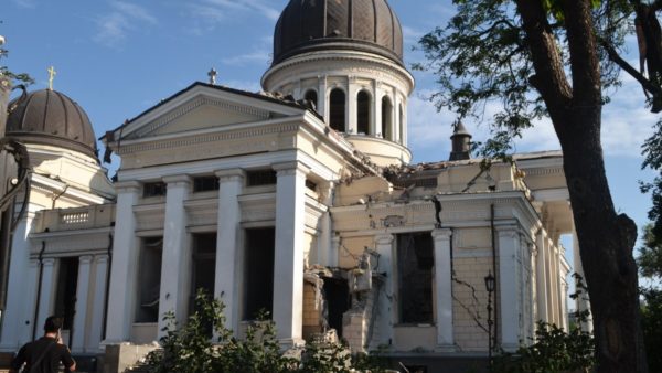 Odesa’s historic Transfiguration Cathedral took a direct hit from an X-22 anti-ship missile, the Ukrainian president said (Ministry of Defense of Ukraine/Armyinform.com.ua/CC BY 4.0)