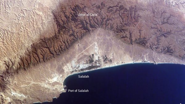 The existing road through the mountains surrounding Salalah is too steep and bendy for growing volumes of heavy vehicles serving mines, quarries, and farms in the area (Image by Nasa/Public domain)