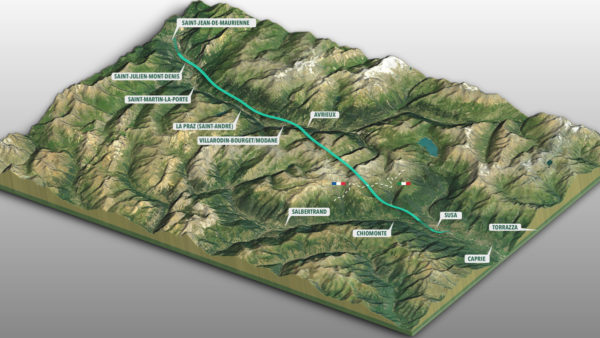 The 57.5km twin-tube tunnel will carry passenger and freight trains between Lyon and Turin faster than the existing, winding Alpine railway and roads (Image courtesy of TELT)